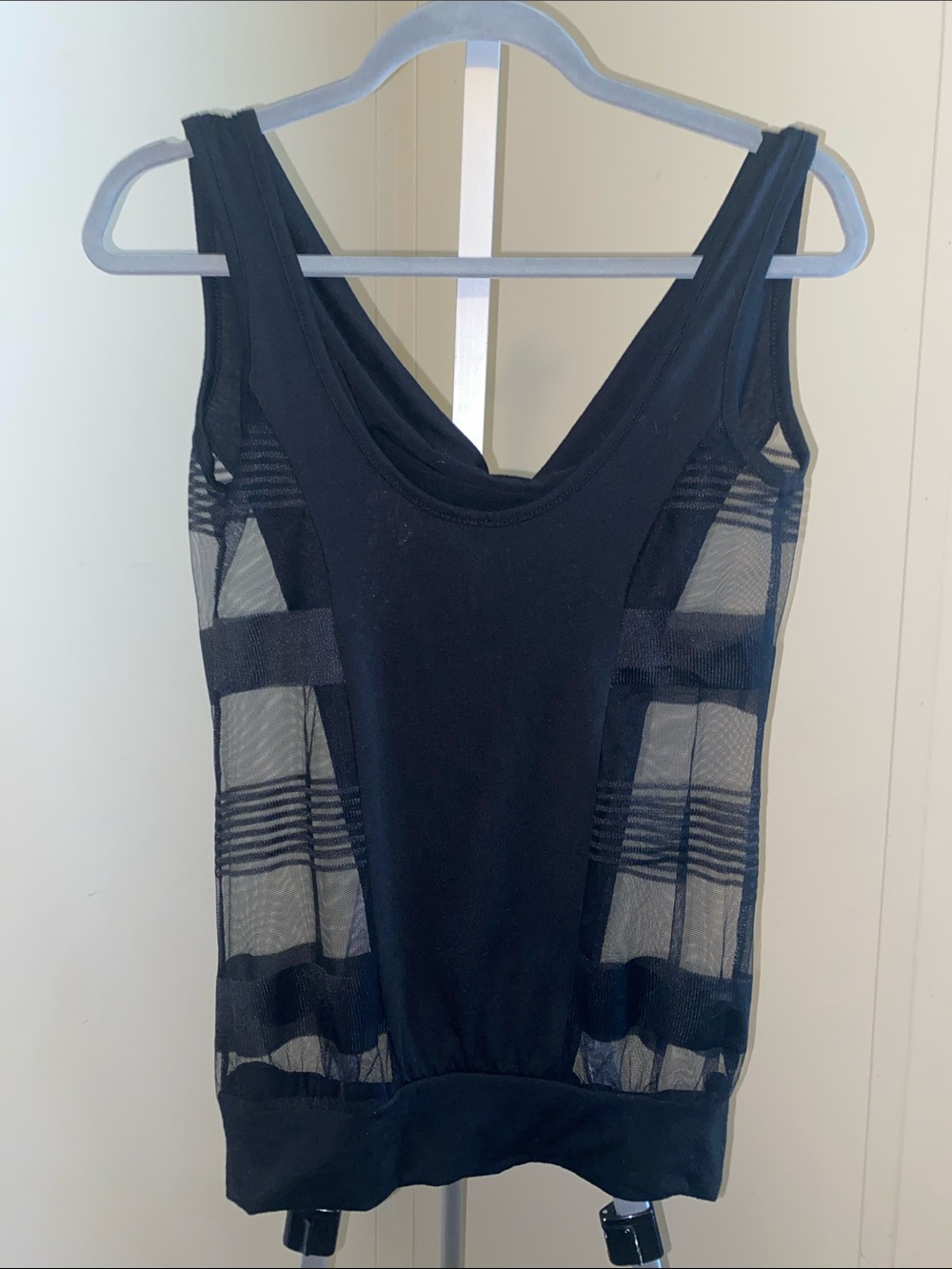 Black Mesh Panel Tank Top